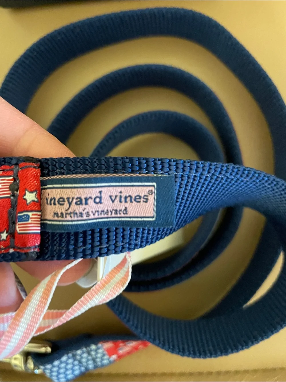 Rare Vineyard Vines Patriotic Patchwork Leash - Red, Navy & White
